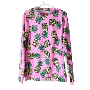 Crew Cuts Long Sleeve Girl's Rash Guard UPF‎ 50+ Top Neon Pink Pineapple 10